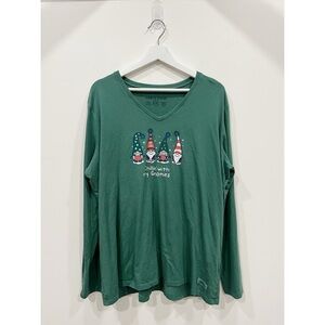 Life is Good Long Sleeve Crusher Vee"Chillin' with my Gnomies" Shirt